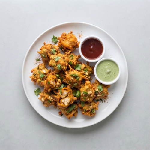 2 Chicken Pakora, Salad & Dips 